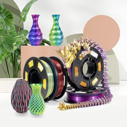 iSANMATE PLA 3D Printer Filament, PLA Filament 1.75mm Bundle Dual Color Filament Silk PLA, Dimensional Accuracy +/- 0.02 mm, 250g x 4 Pack - PuriLite