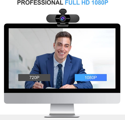 EMEET 1080P Webcam with Microphone, C960 Web Camera, 2 Mics Streaming Webcam with Privacy Cover, 90°View Computer Camera, Plug&Play USB Webcam for Calls/Conference, Zoom/Skype/YouTube, Laptop/Desktop - PuriLite
