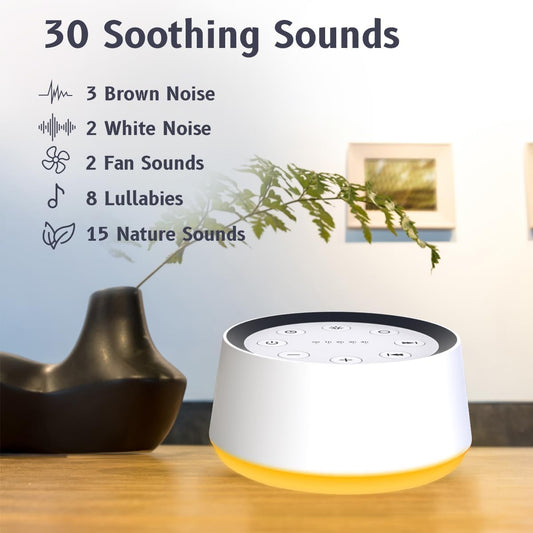 BrownNoise Sound Machine with 30 Soothing Sounds 12 Colors Night Light White Noise Machine for Adults Baby Kids Sleep Machines with Memory Function 36 Volume Levels 5 Timers for Home Office Travel - PuriLite