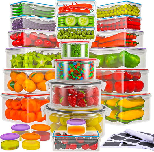 50 Pcs Large Food Storage Containers with Lids Airtight- 2500ML to Sauces Box-Total15.5L Stackable Kitchen Bowls Set Meal Prep Containers-BPA Free Leak proof Plastic Lunch Boxes-Freezer Microwave safe - PuriLite