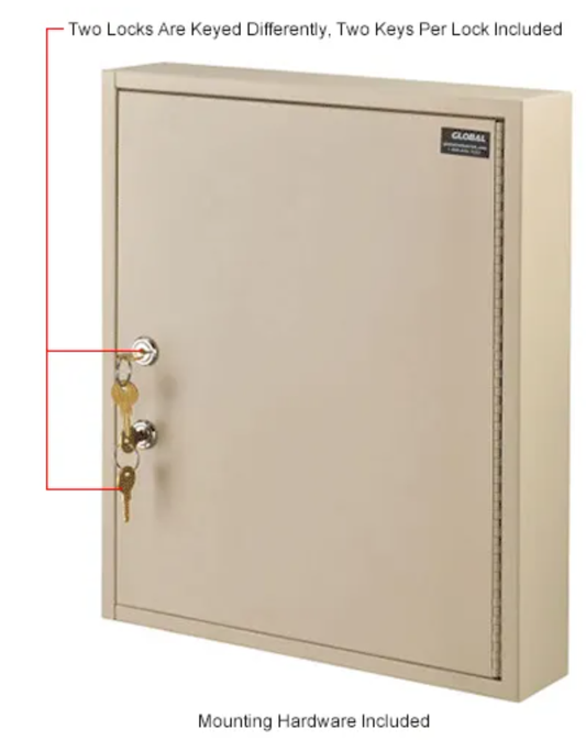 Global Industrial™ Medical Security Cabinet w/Double Key Locks, 14"Wx3-1/8"Dx17-1/8"H, Beige - PuriLite