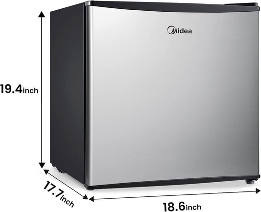 Midea WHS-65LSS1 Compact Refrigerator, 1.6 Cubic Feet Single Door Fridge, Mini Fridge for Office/Bedroom/Dorm/Living Room/Garage with Adjustable Legs, Black - PuriLite