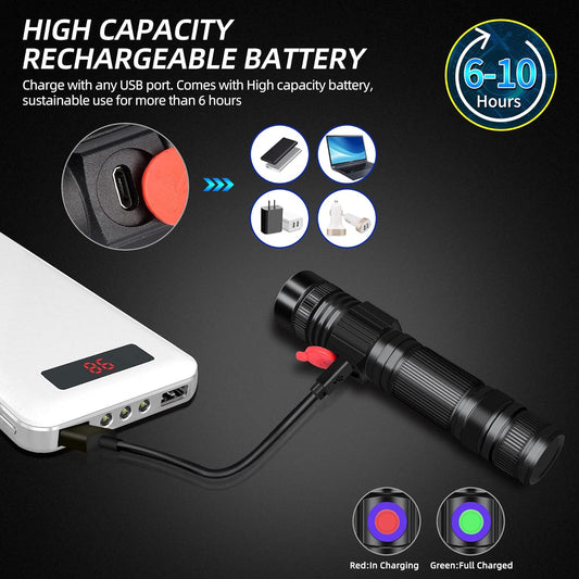 DARKBEAM UV Flashlight 365nm & 395nm Blacklight Rechargeable USB, Wood’s Lamp Ultraviolet Black Light LED Portable with Clip - Detector for Pet Cat Urine, Stains, Resin Curing, Uranium Glass, 2 Pack - PuriLite
