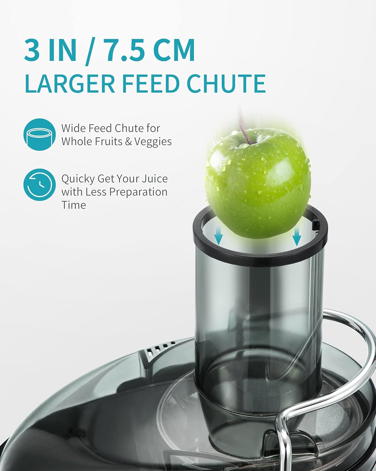 Ultrean Centrifugal Juicer, Juicer Machine with Extra-wide 3 inches Feed Chute, 2 Speed Juicer Extractor for Fruits & Vegetables, Citrus Juicer Easy to Clean, Electric Juicer with Big Mouth BPA Free, 800W - PuriLite