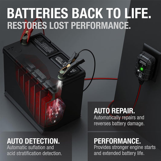 NOCO GENIUS1 1A Smart Battery Charger 6V/12V – Automatic Trickle Charger & Maintainer – Desulfator with Temperature Compensation & Overcharge Protection - PuriLite