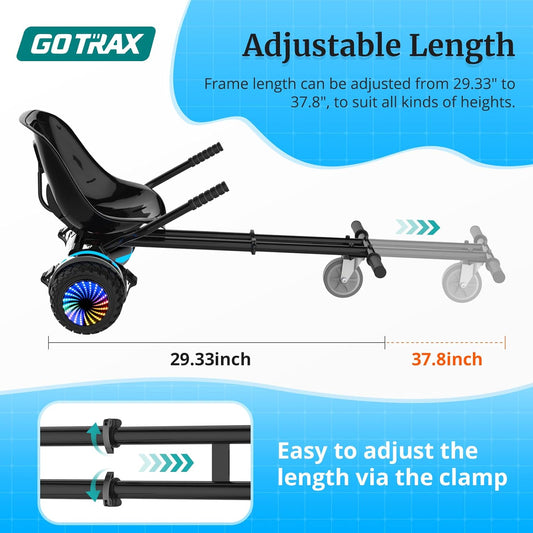 Gotrax HoverflyKart Hoverboard Kart Seat Attachment Accessory for 6.5" 8" 8.5" 10" Self Balancing Scooter, Adjustable Frame Length and Handlebar Control Buggy Attachment, Hover Board Go Kart Accessory - PuriLite