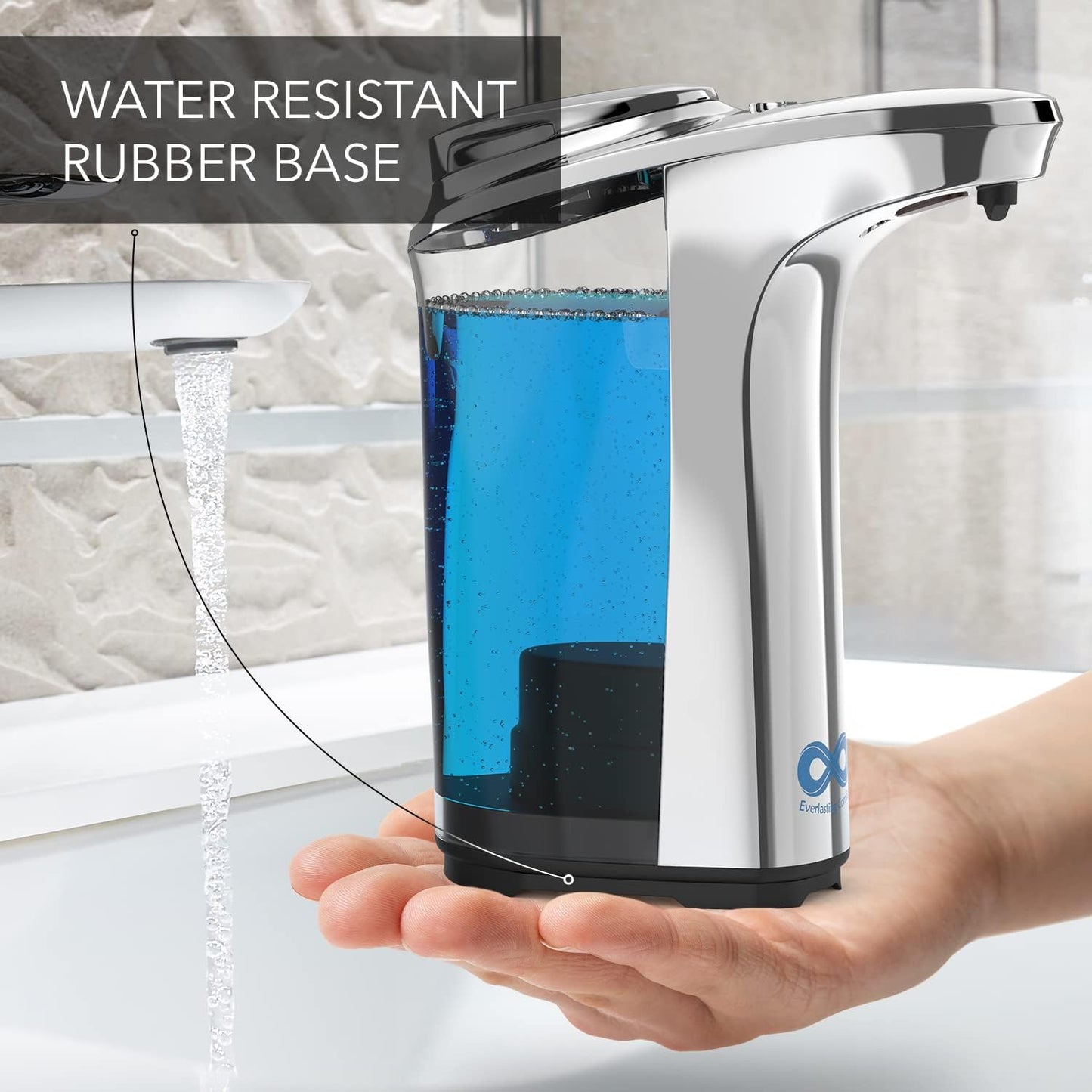 Everlasting Comfort Automatic Soap Dispenser, Touchless Hand & Dish Soap Dispenser, Liquid Soap Dispenser for Bathroom, Kitchen - Distributeur Savon Automatique (500ml) - PuriLite