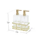 Home Decor 3-piece Glass Soap Dispenser Set with Metal Storage Caddy - PuriLite