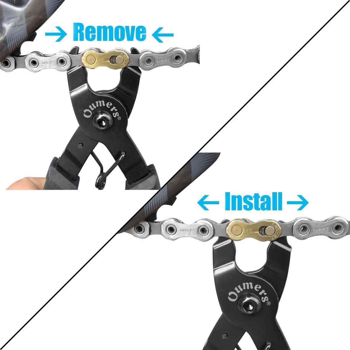 Bike Link Plier, Oumers Chain Plier Missing Link 2 in 1 Opener Closer Remover Plier/Bicycle Chain Plier Compatible with All Speed Chains Repair, Link - PuriLite