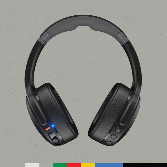 Skullcandy Crusher Evo Over-Ear Wireless Headphones with Sensory Bass, 40 Hr Battery, Microphone, Works with iPhone Android and Bluetooth Devices - True Black (CA Version & Warranty) - PuriLite