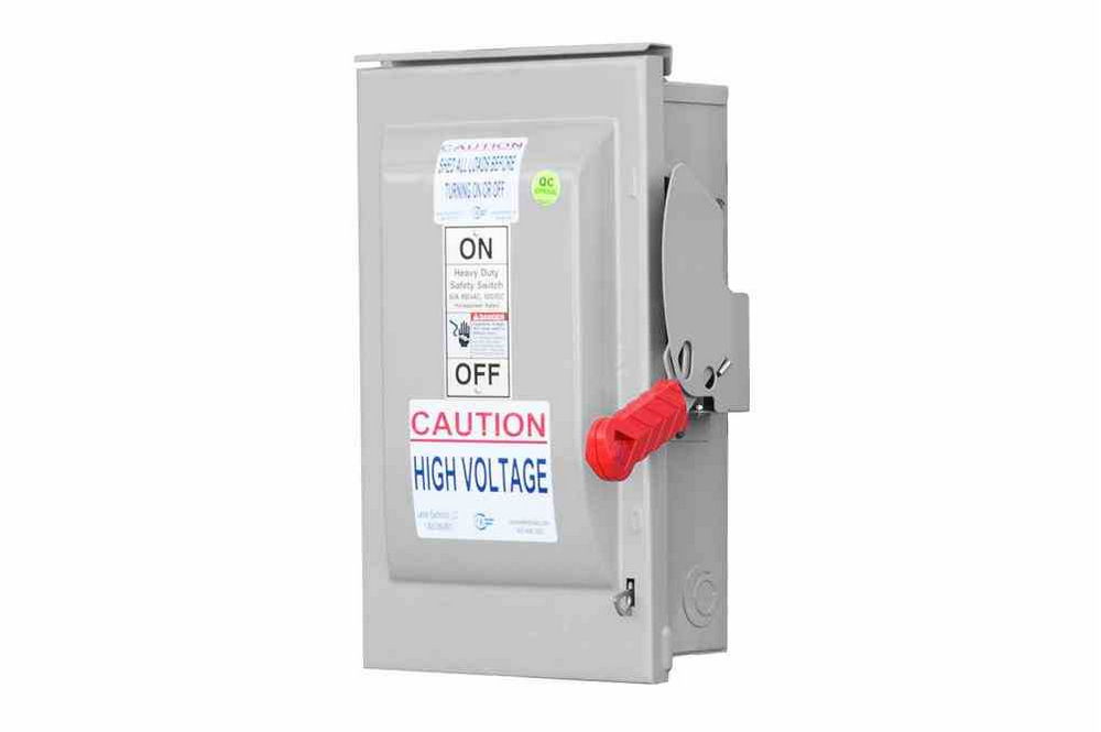 60 Amp Non-Fused Manual AC Disconnect Safety Switch - 600V AC - 3-Pole - PuriLite
