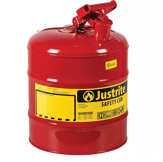 Safety Cans, Type I, Steel, 5 US gal., Red, FM Approved/UL/ULC Listed - PuriLite