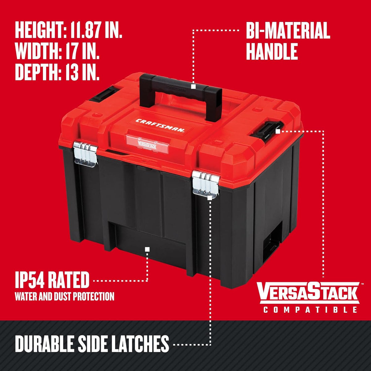 CRAFTSMAN VERSASTACK Deep Tool Box, Lockable, 17-in. (CMST17825) - PuriLite