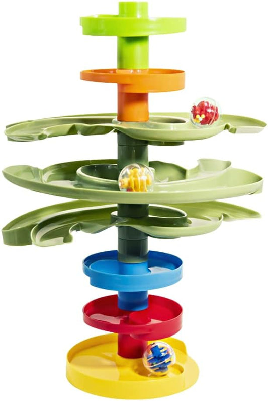 2-Way Ball Drop STEM Tower Toy for Toddlers 9 Months and Up Dual Direction Ramp Maze Montessori Fine Motor Learning Toy - PuriLite