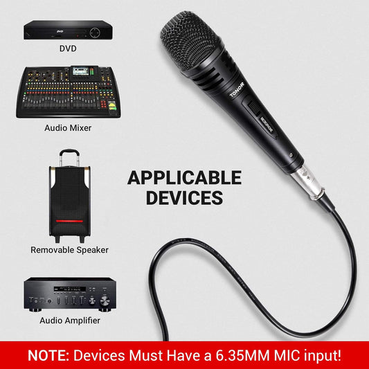 TONOR Dynamic Karaoke Microphone for Singing with 4.5m XLR Cable, Metal Handheld Mic Compatible with Karaoke Machine/Speaker/Amp/Mixer for Karaoke Singing, Speech, Wedding, Stage and Outdoor Activity - PuriLite