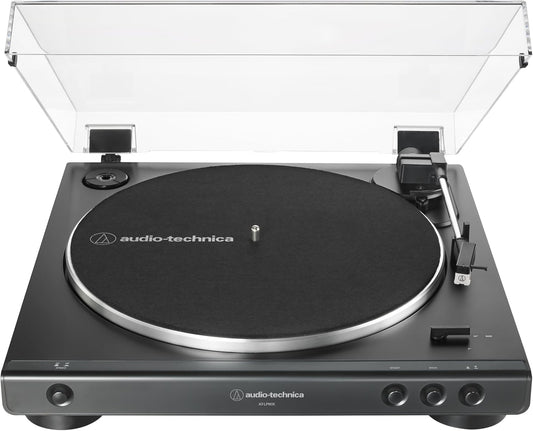 Audio-Technica AT-LP60X-BK Fully Automatic Belt-Drive Stereo Turntable, Black, Hi-Fi, 2 Speed, Dust Cover, Anti-Resonance, Die-Cast Aluminum Platter - PuriLite