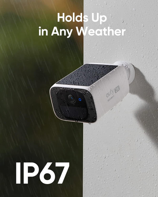 eufy security S220 SoloCam 2-Cam Pack, Wireless Outdoor Camera, Solar Security Camera, Always Powered, 2K Resolution, No Monthly Fee, 2.4 GHz Wi-Fi, HomeBase 3 Compatible, Home Security System - PuriLite