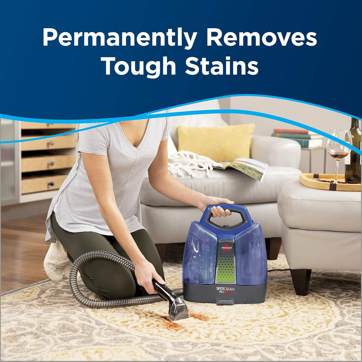 Bissell - Portable Carpet Cleaner - SpotClean ProHeat - For carpet and upholstery - Tough Stain and 3-in-1 Stair Tool and - HydroRinse Self-Cleaning - PuriLite