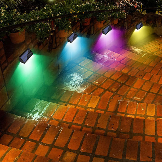 Solar Lights Outdoor, Solar Fence Lights with 10 RGB Colors, IP65 Waterproof Wireless Powered Deck Fence Lights for Yard, Garden, Patio, Porch, Wall, Step, Garage - PuriLite