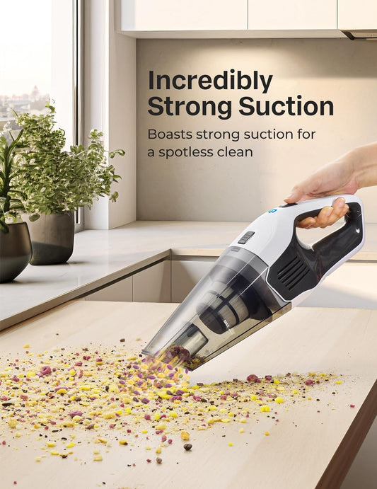 Handheld Vacuum Cleaner, 8000Pa Strong Suction Portable Hand Vacum Cordless with 25-30Mins Long Runtime Rechargeable Battery Lightweight for Home and Car Carpet Stairs Pet Hair Deep Cleaning - PuriLite