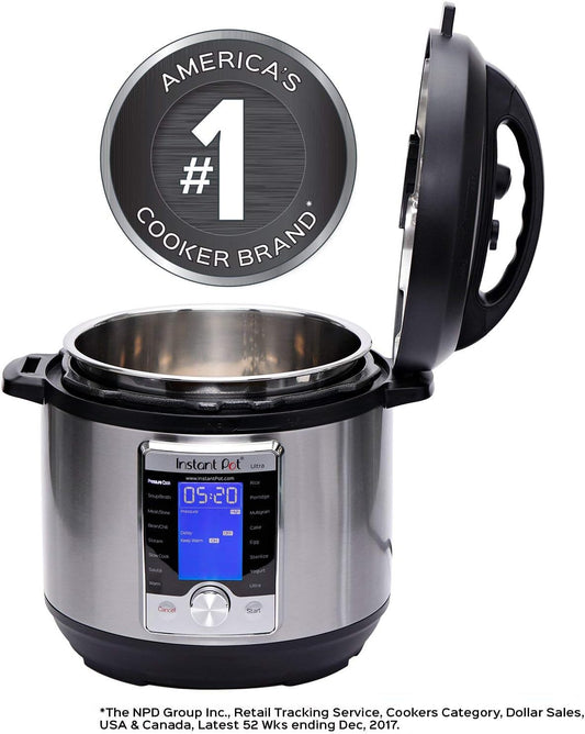 Instant Pot Ultra 60 Ultra 6 Qt 10-in-1 MultiUse Programmable Pressure Cooker, Slow Cooker, Rice Cooker, Yogurt Maker, Cake Maker, Egg Cooker, Saut ©, and more, Stainless Steel/Black - PuriLite