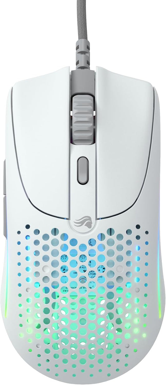 Glorious Gaming Model O 2 Wired Gaming Mouse - 59g Ultralight, FPS, 26,000 DPI, Motion Sync, 80M Click Rated Switches, 6 Programmable Buttons, Ambidextrous, RGB, PTFE Feet - White - PuriLite