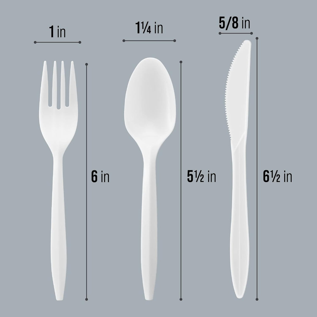 Cutlery Plastic Combo Sets Medium Weight Disposable Silverware White (1000 Count) - PuriLite