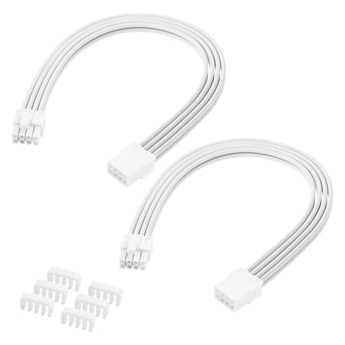 ELFJMZP 2PCS ATX 8PIN Famale to ATX 8PIN(6+2) Male Black Extension Cable Adaptor for PC Build High-End GPU Cable Layout - 30cm/11.8 in. (White) - PuriLite