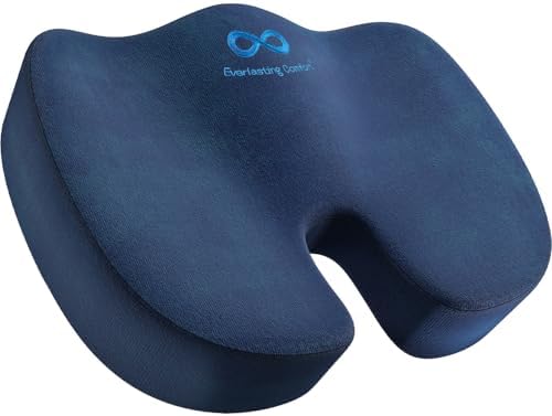Everlasting Comfort Memory Foam Seat Cushion - Office Chair Cushion for Work, Travel, Car Support Pillow for Driving - Portable Seat for Chairs and Desks - Coussin Chaise - Black - PuriLite