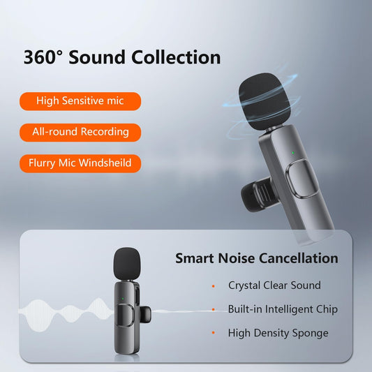 Wireless Lavalier Microphone for iPhone iPad Android Camera, 3 in 1 Mini Microphone Plug-Play Wireless Mic with Noise Reduction for Podcasting, Mini Lapel Mic for Interview Video Vlog YouTube - PuriLite
