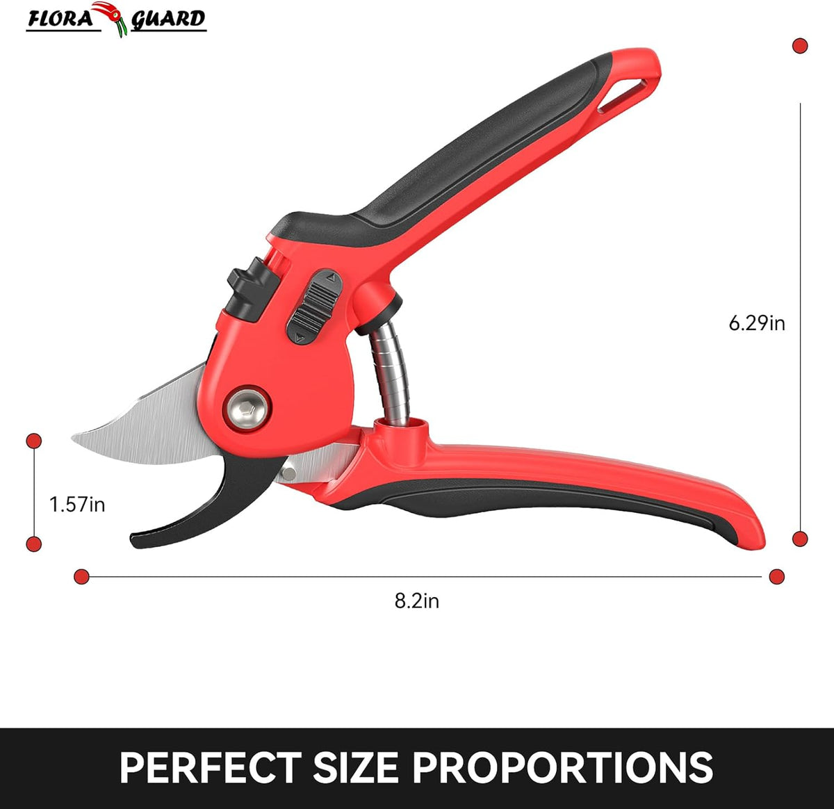 Flora Guard Bypass Pruning Shears, Professional Garden Pruning Shears (Long Blade) - PuriLite
