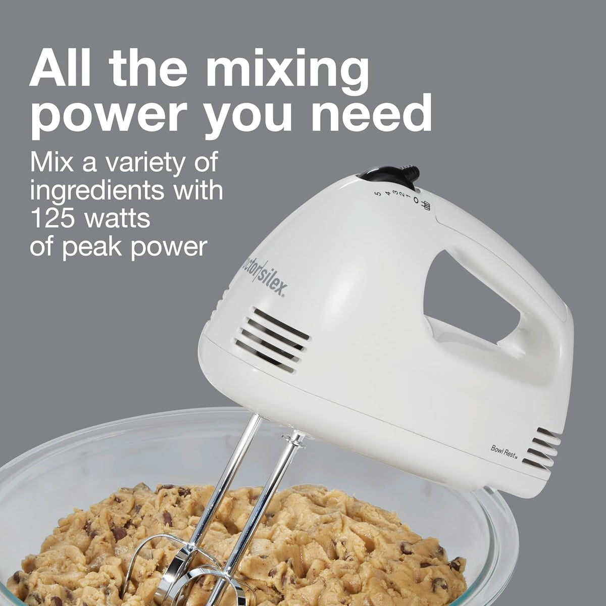 Proctor Silex Easy Mix Hand Mixer, 5 Speeds, White, 62515G - PuriLite