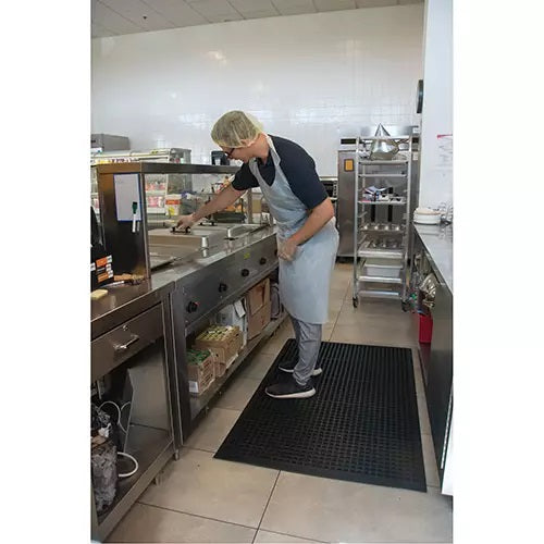 Anti-Fatigue Matting, Slotted, 3' x 5' x 7/8", Black, Natural Rubber - PuriLite