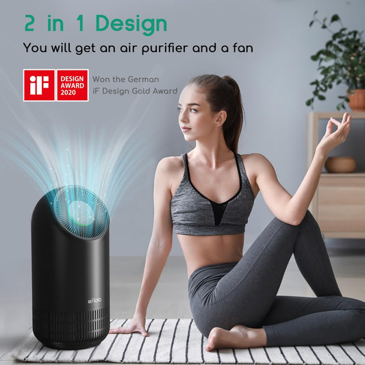 Afloia Air Purifier for Pets, Air Purifiers for Home Large Room Up to 880 Ft², Efficient Filter Air Cleaner for Home Remove 99.99% Pets Hair Odor Dust Smoke Mold Pollen, Fillo Black - PuriLite