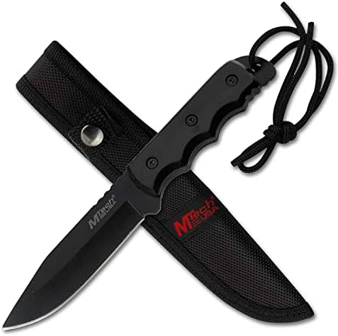 MTech USA MT-20-35 Series Fixed Blade Knife, Black Drop Point Blade, Plastic Handle, 8-Inch Overall - PuriLite