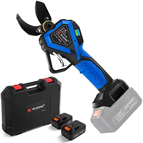 K KLEZHI Cordless Electric Pruning Shears, Rechargeable Battery, 42MM (1.65 Inch) Cutting Diameter Fruit Tree Branches Cutter,Good for Arthritis Hands 8-10 Working Hours Black - PuriLite