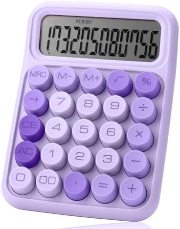 Mr. Pen- Mechanical Switch Calculator, 12 Digits, Large LCD Display, Orange With Big Buttons, Desktop, Cute and Aesthetic Design - PuriLite