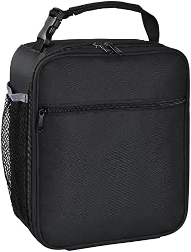 Insulated Lunch Bag, Leakproof Portable Lunch Box for Women Men Boys Girls, Large Capacity Cooler Bag with Handle and Bottle Pocket for Office School Camping Hiking Outdoor Beach Picnic (Black) - PuriLite