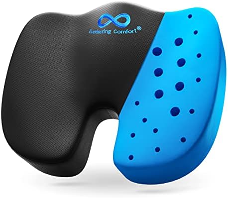 Everlasting Comfort Memory Foam Seat Cushion - Office Chair Cushion for Work, Travel, Car Support Pillow for Driving - Portable Seat for Chairs and Desks - Coussin Chaise - Black - PuriLite
