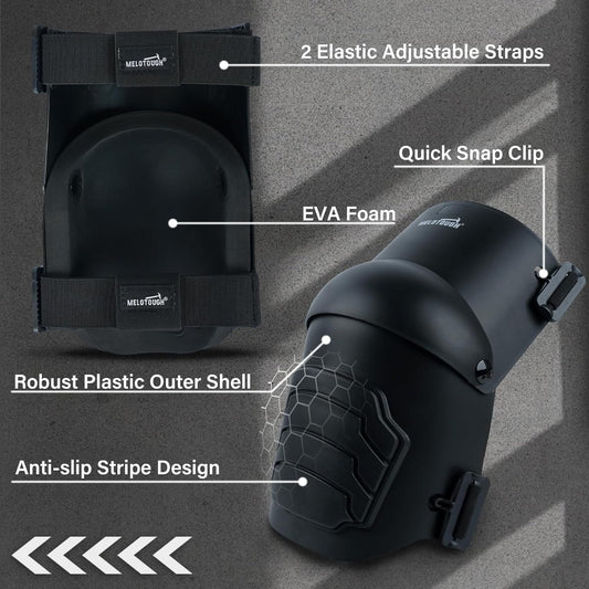 MELOTOUGH Knee Pads for Work,Construction,Flooring,Gardening-Comfortable and Flexible(BLACK) - PuriLite
