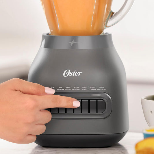 Oster Easy-to-Clean Blender with 6-Cup Boroclass Glass Jar Diamond Grey - PuriLite