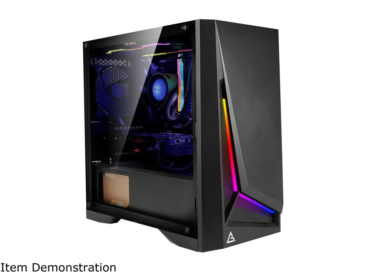Antec Dapper Dark Phantom DP301M Black Steel / ARGB Lighting / Tempered Glass Side Panel Compact Micro-ATX Gaming Case - PuriLite