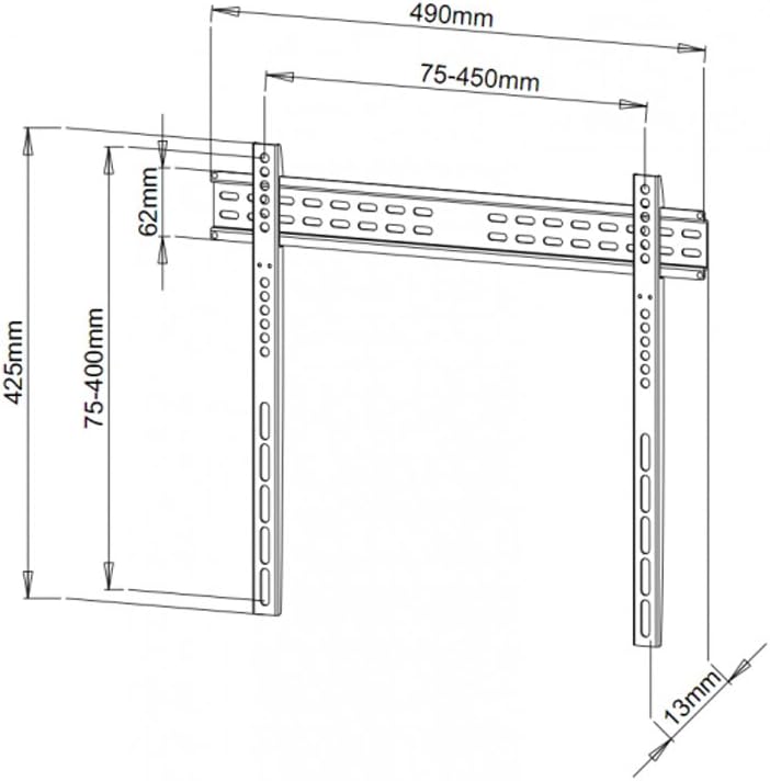 Techly Ultra Slim Fixed TV Wall Mount- 40-65in - PuriLite