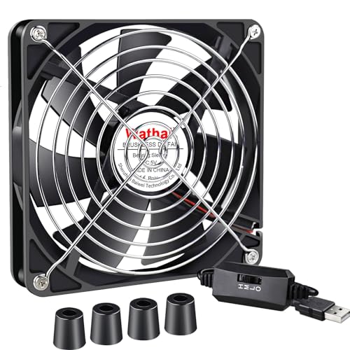 Wathai High Airflow Router Cooling Fan for Computer Cooler TV Small Box DC 5V USB Power 120mm 240mm Fan with Multi Speed Controller - PuriLite