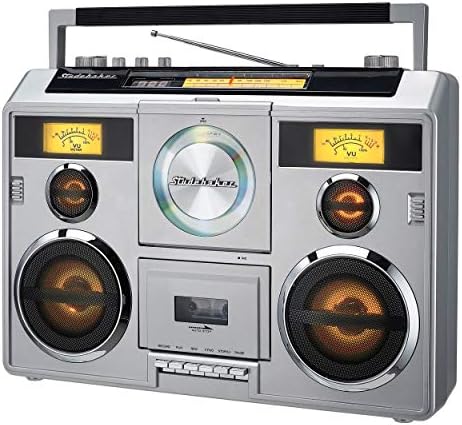 Sound Station Portable Stereo with Bluetooth/CD/AM-FM Radio/Cassette Recorder (Silver) - PuriLite