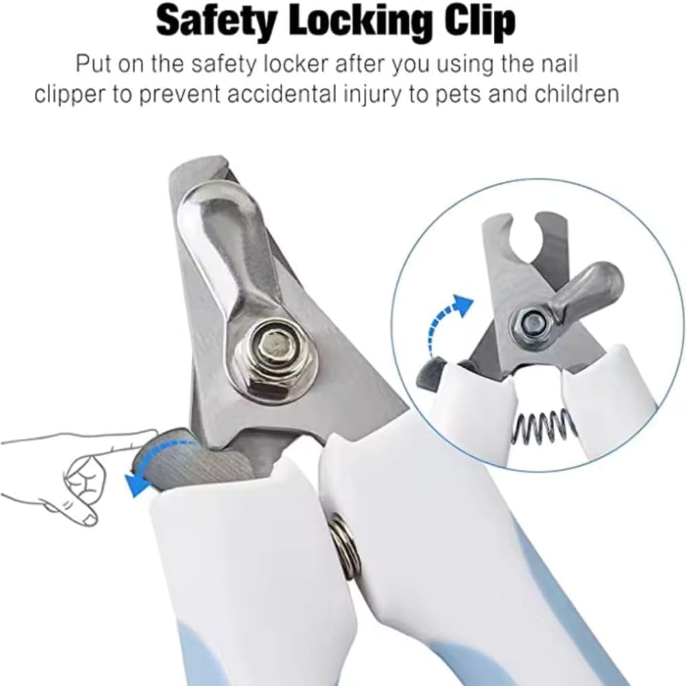 Dog Nail Clippers and Trimmer with Safety Guard to Avoid Over Cutting Professional Grooming Pet Nail Clipper with Free Nail File for Small Medium Large Breeds- Sharp Razor Edge Blade Pet Clippers - PuriLite
