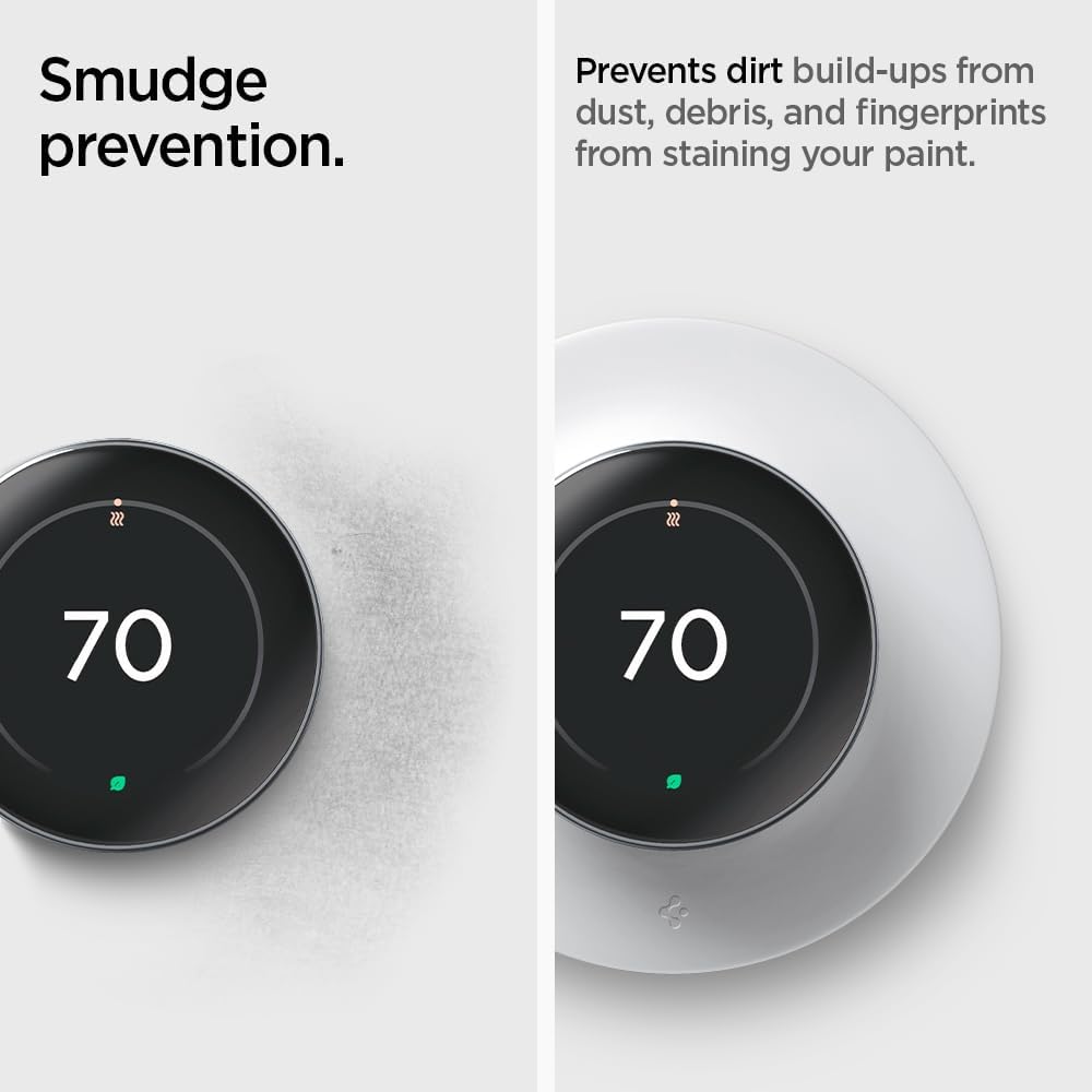 Spigen Wall Plate Designed for New Google Nest Learning Thermostat 4th Generation (2024) Wall Plate - Matte Black - PuriLite