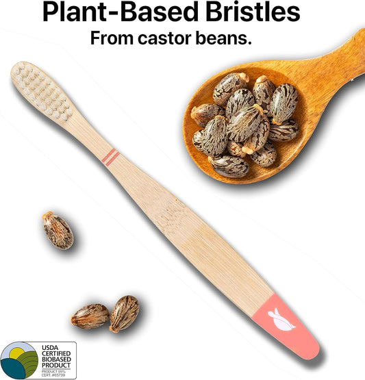 SeaTurtle Plant-Based Bristles, Bamboo Toothbrushes, Soft Natural Toothbrush for Kids (4 Pack) - PuriLite