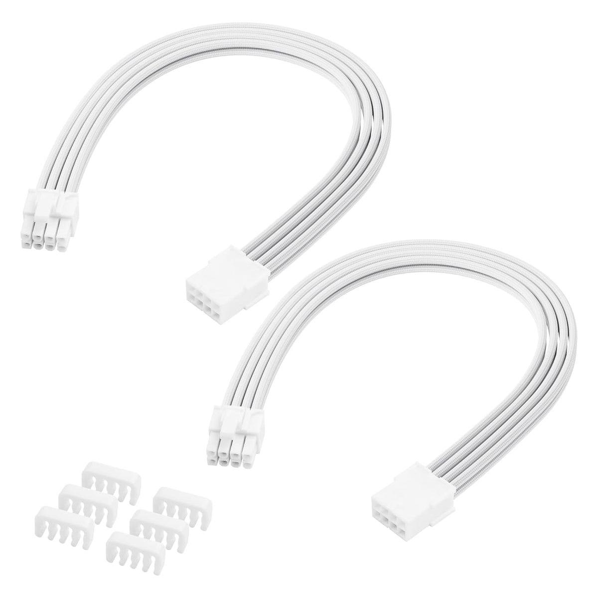 ELFJMZP 2PCS ATX 8PIN Famale to ATX 8PIN(6+2) Male Black Extension Cable Adaptor for PC Build High-End GPU Cable Layout - 30cm/11.8 in. (White) - PuriLite
