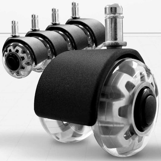 MotionGrey - Premium Dual Office Chair Wheels Replacement for Hardwood Floors, Chair Casters Replacement, Heavy Duty Desk Chair Wheels for Replacing Chair Mat, Rollerblade Casters - PuriLite